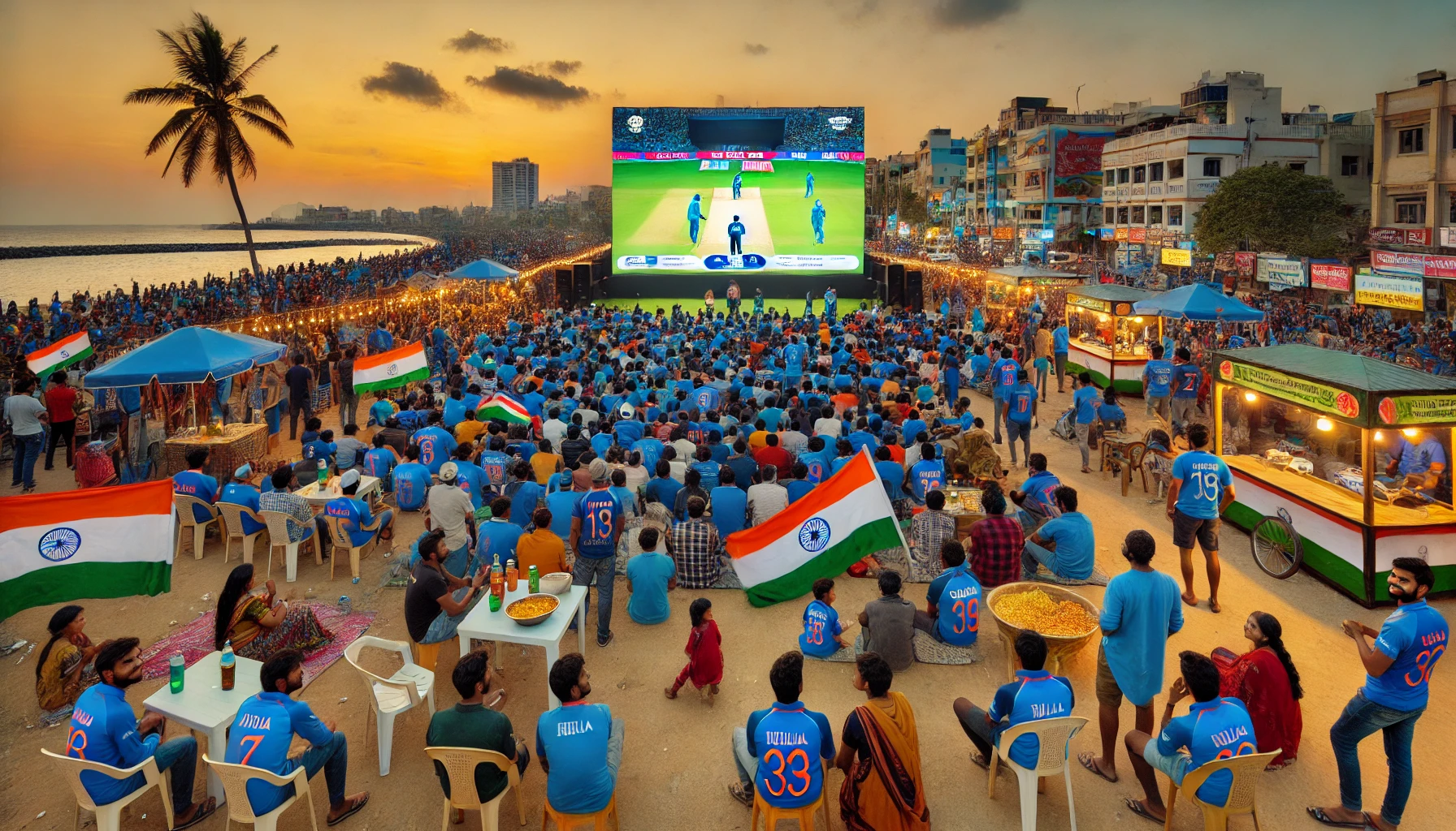Chennai Residents Gather for Public Screening of India vs. Pakistan Champions Trophy Match